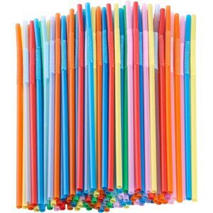 12.8inch Disposabl Drinking Straws, Colorful Extra Long Flexible Bendy Party Str